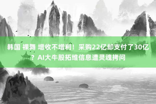 韩国 裸舞 增收不增利！采购22亿却支付了30亿？AI大牛股拓维信息遭灵魂拷问