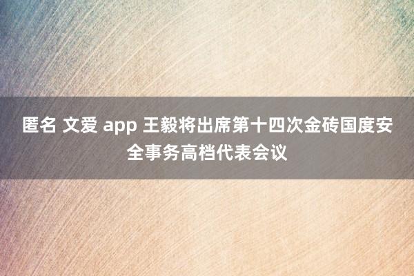 匿名 文爱 app 王毅将出席第十四次金砖国度安全事务高档代表会议