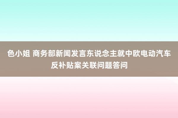 色小姐 商务部新闻发言东说念主就中欧电动汽车反补贴案关联问题答问