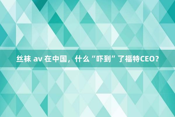 丝袜 av 在中国，什么“吓到”了福特CEO？