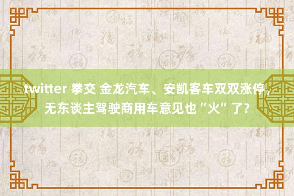 twitter 拳交 金龙汽车、安凯客车双双涨停，无东谈主驾驶商用车意见也“火”了？