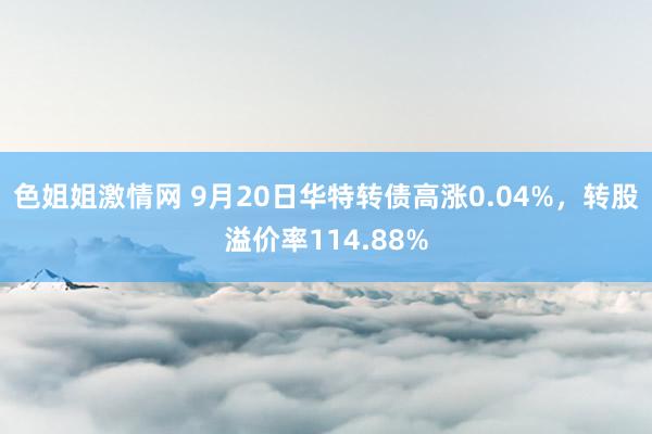 色姐姐激情网 9月20日华特转债高涨0.04%，转股溢价率114.88%