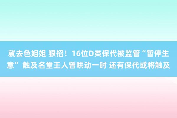 就去色姐姐 狠招！16位D类保代被监管“暂停生意” 触及名堂王人曾哄动一时 还有保代或将触及