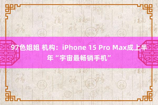 97色姐姐 机构：iPhone 15 Pro Max成上半年“宇宙最畅销手机”