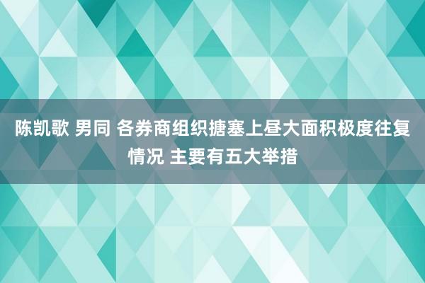 陈凯歌 男同 各券商组织搪塞上昼大面积极度往复情况 主要有五大举措