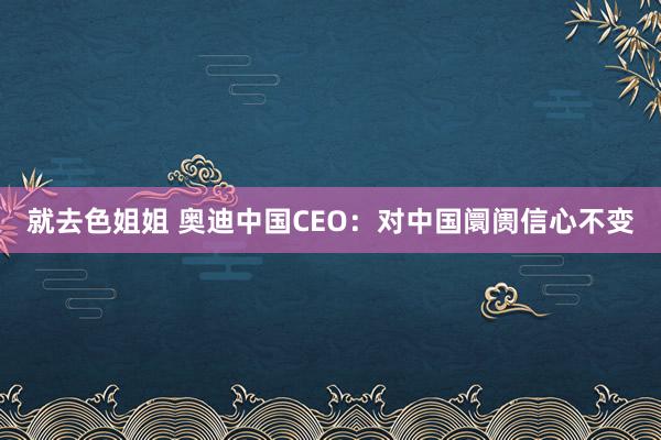 就去色姐姐 奥迪中国CEO：对中国阛阓信心不变