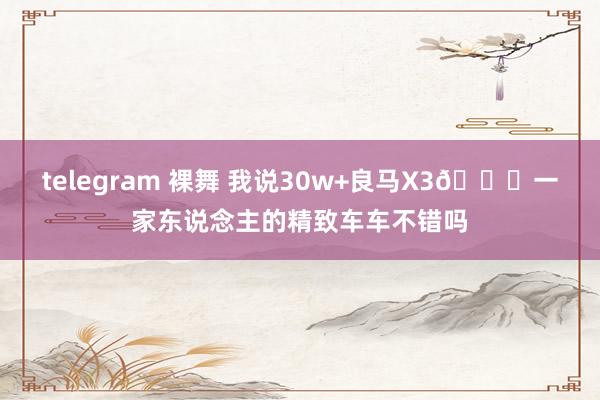 telegram 裸舞 我说30w+良马X3🚘一家东说念主的精致车车不错吗