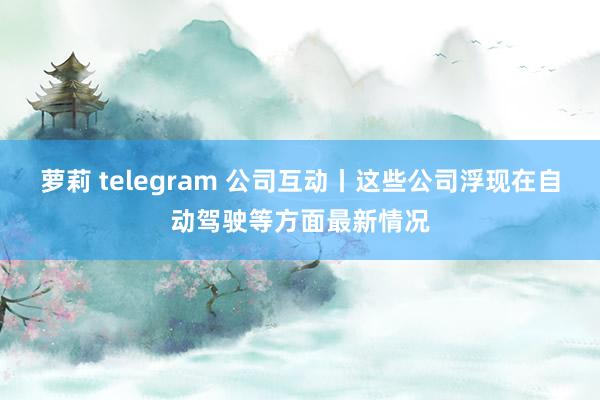 萝莉 telegram 公司互动丨这些公司浮现在自动驾驶等方面最新情况