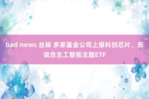 bad news 丝袜 多家基金公司上报科创芯片、东说念主工智能主题ETF