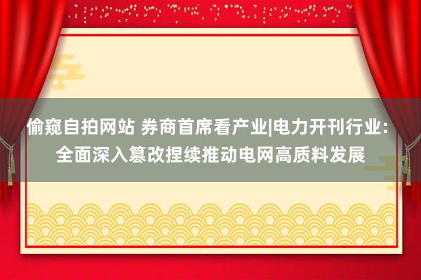 偷窥自拍网站 券商首席看产业|电力开刊行业: 全面深入篡改捏续推动电网高质料发展