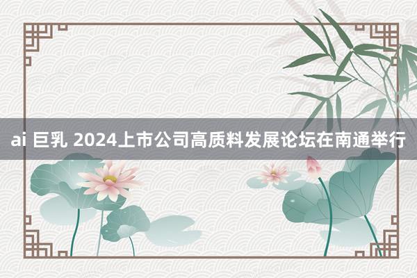 ai 巨乳 2024上市公司高质料发展论坛在南通举行