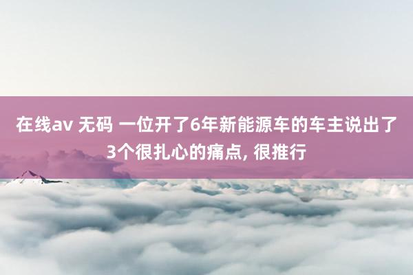 在线av 无码 一位开了6年新能源车的车主说出了3个很扎心的痛点， 很推行