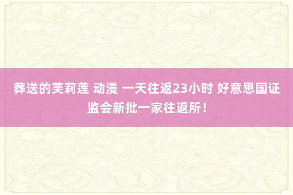 葬送的芙莉莲 动漫 一天往返23小时 好意思国证监会新批一家往返所！