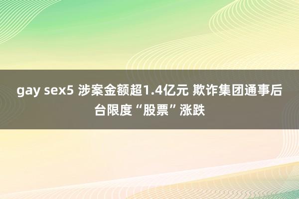 gay sex5 涉案金额超1.4亿元 欺诈集团通事后台限度“股票”涨跌