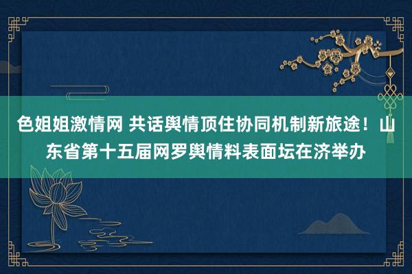 色姐姐激情网 共话舆情顶住协同机制新旅途！山东省第十五届网罗舆情料表面坛在济举办