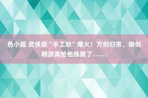 色小姐 武侠版“手工耿”爆火！万剑归宗、御剑翱游真给他练就了……