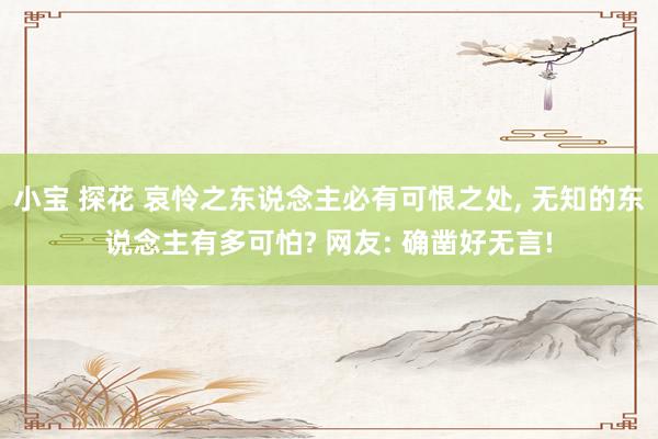 小宝 探花 哀怜之东说念主必有可恨之处， 无知的东说念主有多可怕? 网友: 确凿好无言!