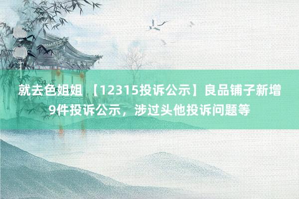 就去色姐姐 【12315投诉公示】良品铺子新增9件投诉公示，涉过头他投诉问题等