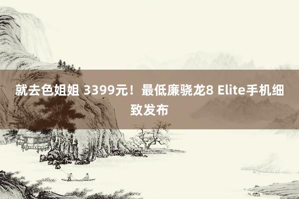 就去色姐姐 3399元！最低廉骁龙8 Elite手机细致发布