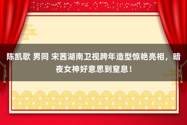 陈凯歌 男同 宋茜湖南卫视跨年造型惊艳亮相，暗夜女神好意思到窒息！