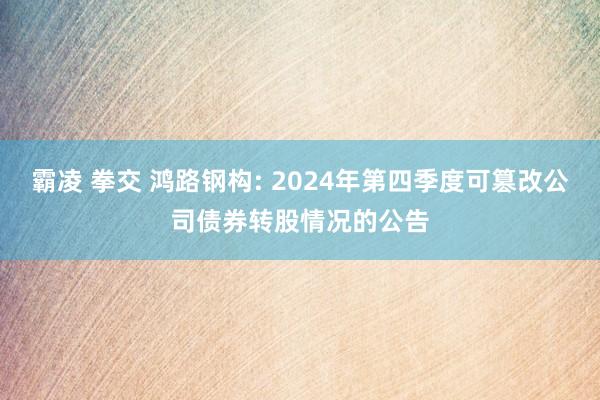 霸凌 拳交 鸿路钢构: 2024年第四季度可篡改公司债券转股情况的公告