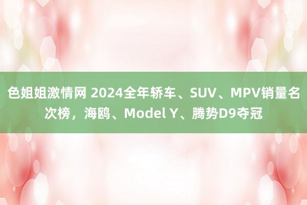 色姐姐激情网 2024全年轿车、SUV、MPV销量名次榜，海鸥、Model Y、腾势D9夺冠