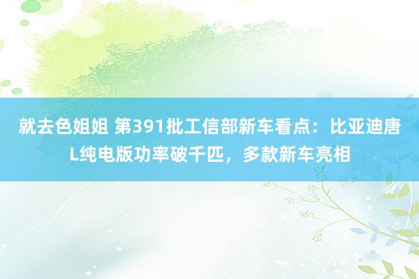 就去色姐姐 第391批工信部新车看点：比亚迪唐L纯电版功率破千匹，多款新车亮相