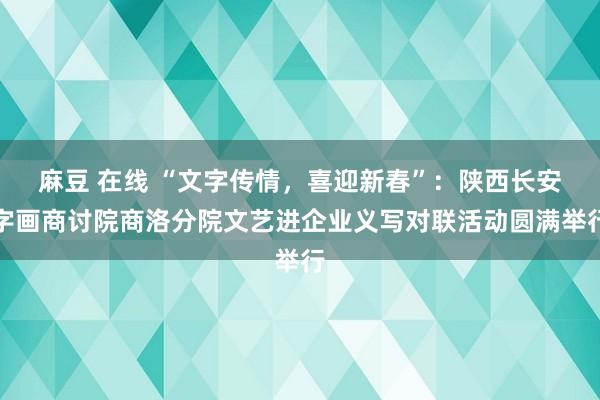 麻豆 在线 “文字传情，喜迎新春”：陕西长安字画商讨院商洛分院文艺进企业义写对联活动圆满举行