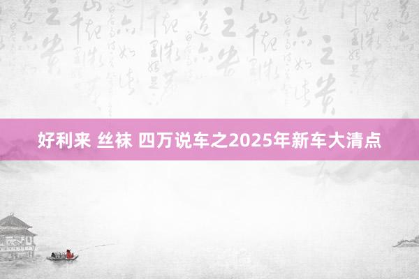 好利来 丝袜 四万说车之2025年新车大清点